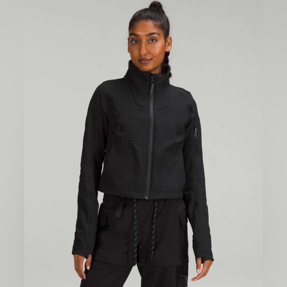 lululemon athletica Black grid fleece full zip Jacket